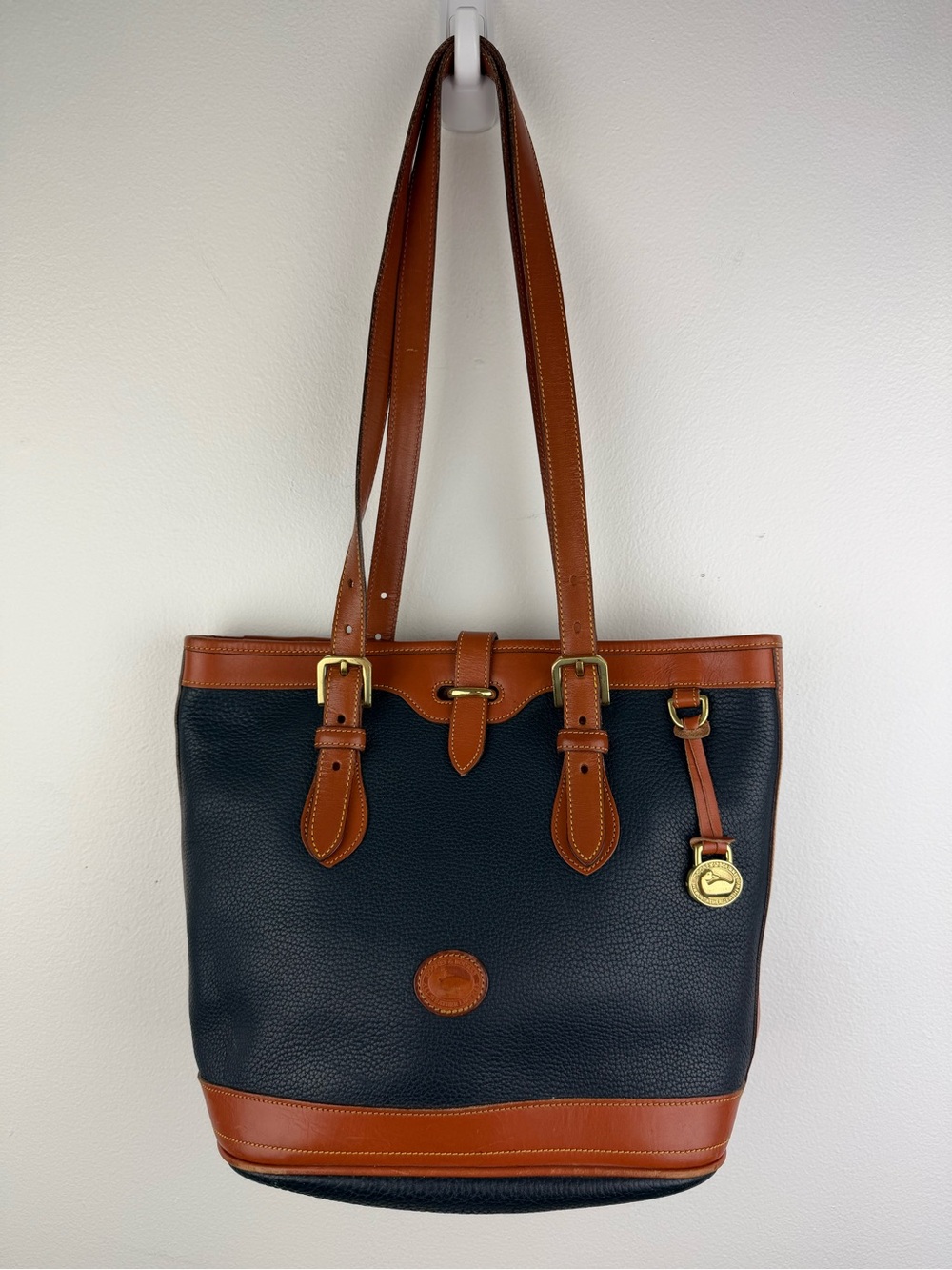 Dooney & Bourke Vintage All Weather Leather Small Bucket Bag Black British Tan